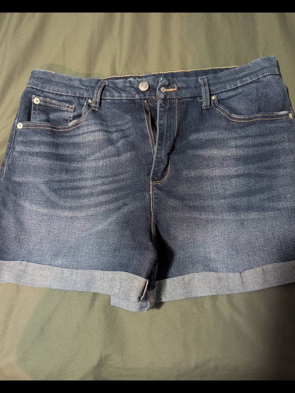 No Boundaries Dark Blue Rolled Hem Denim Shorts
